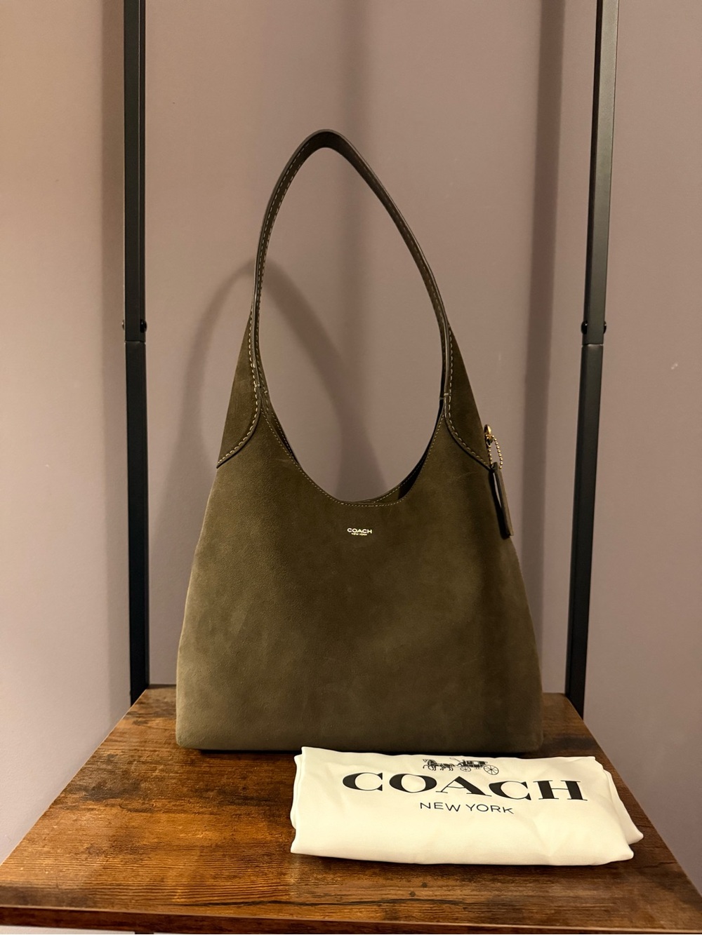 Coach Olive Suede Brooklyn 28 Shoulder Bag